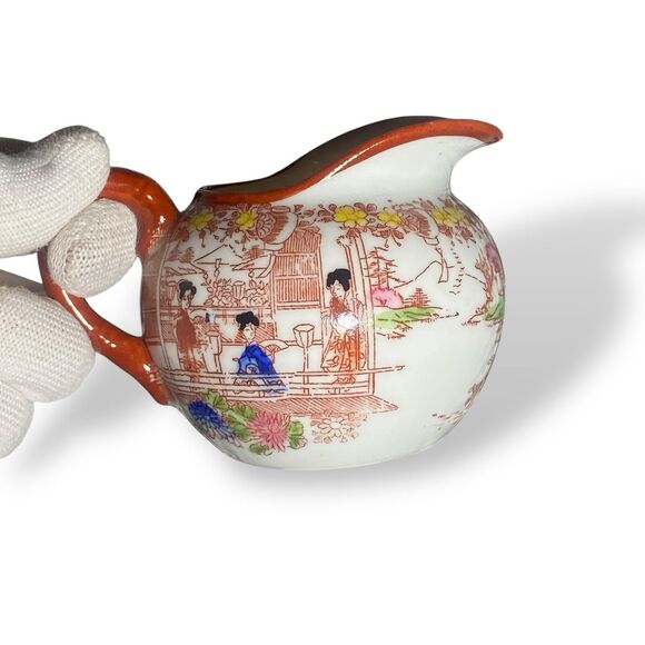 Antique Japanese Kutani Porcelain Tea Set Teapot Sugar Bowl Creamer Floral - Picture 15 of 16